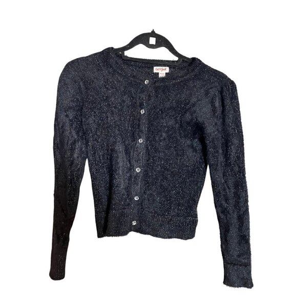 NWOT Fuzzy Black Sweater with Sparkles || Cat and Jack || M [7/8] - Picture 1 of 2